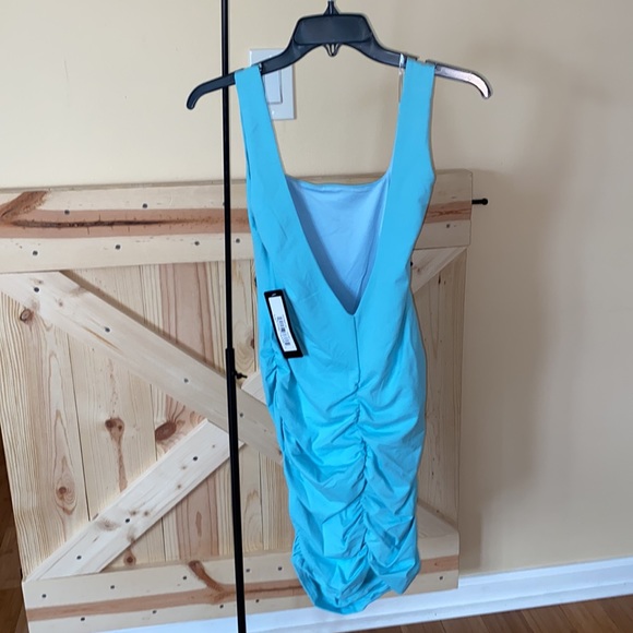 LOW BACK RUCHED MINI DRESS - Picture 6 of 8